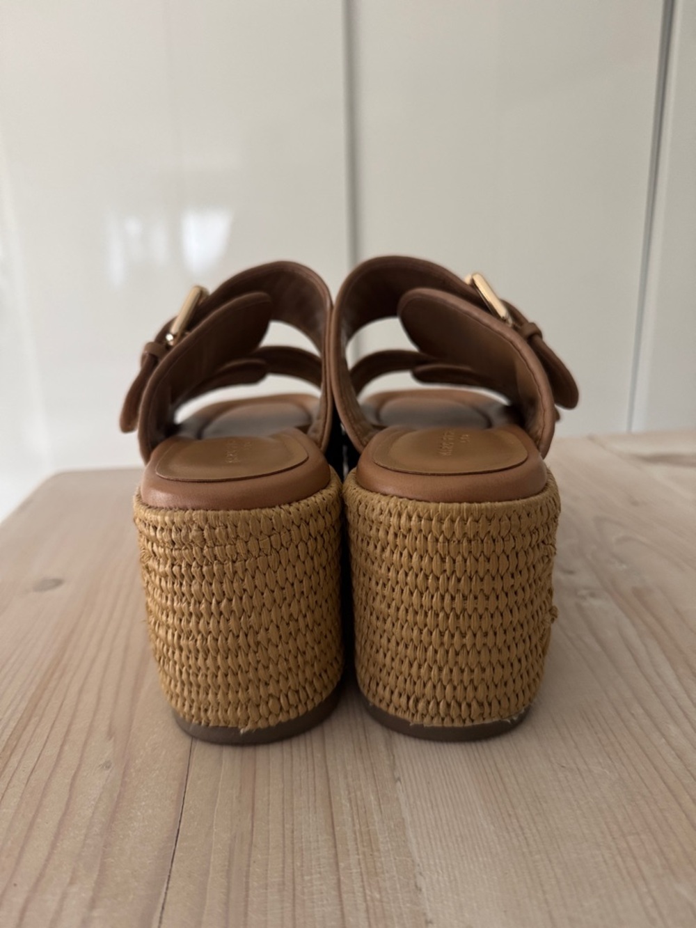 Marc Fisher Natural Braided Platform Slide Sandals with Buckles - Picture 3 of 7